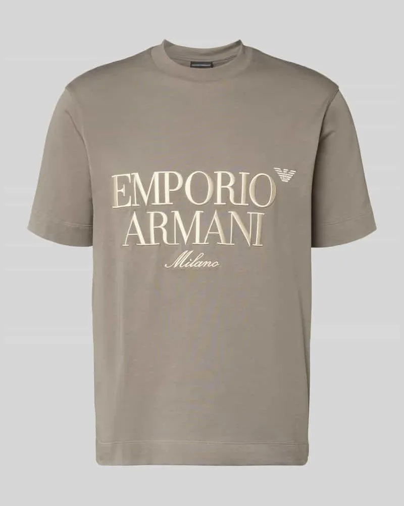 Emporio Armani T-Shirt mit Label-Stitching Hellgrau