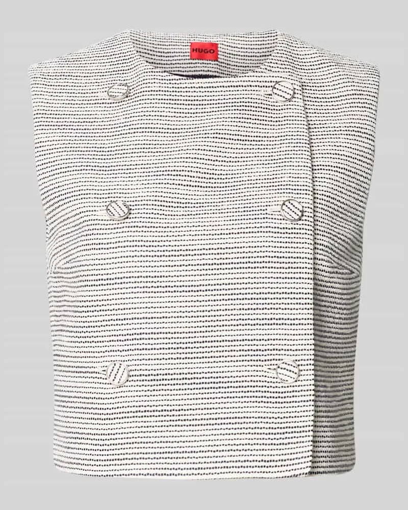 HUGO BOSS Regular Fit Kurzblazer mit Allover-Muster Modell 'AWINEA Offwhite
