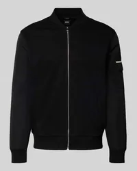 HUGO BOSS Sweatjacke mit Stehkragen Modell 'Skiles Black