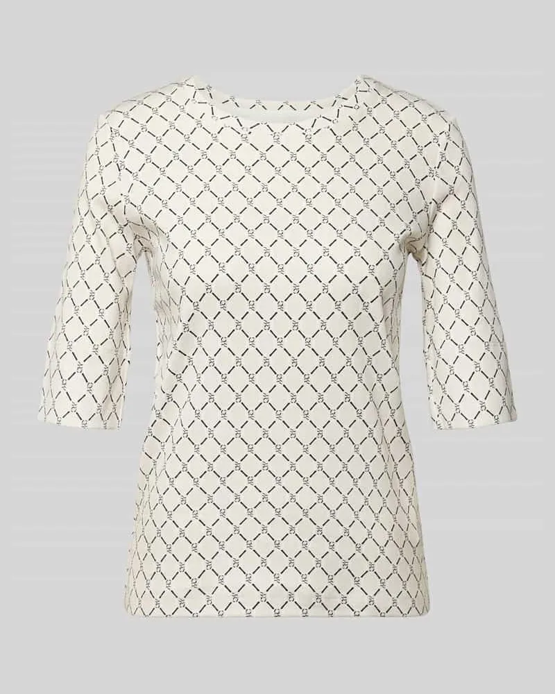 Marc Cain Regular Fit T-Shirt mit Allover-Logo-Print Sand