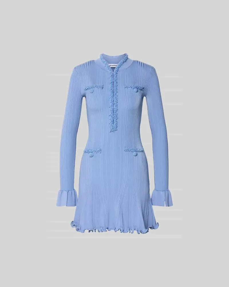 Self-Portrait Minikleid aus Viskose-Mix Hellblau