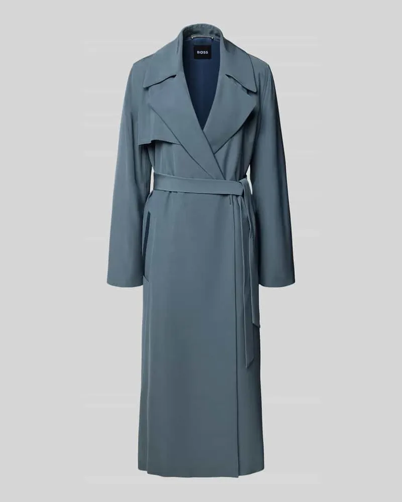 HUGO BOSS Regular Fit Trenchcoat mit Bindegürtel Rauchblau
