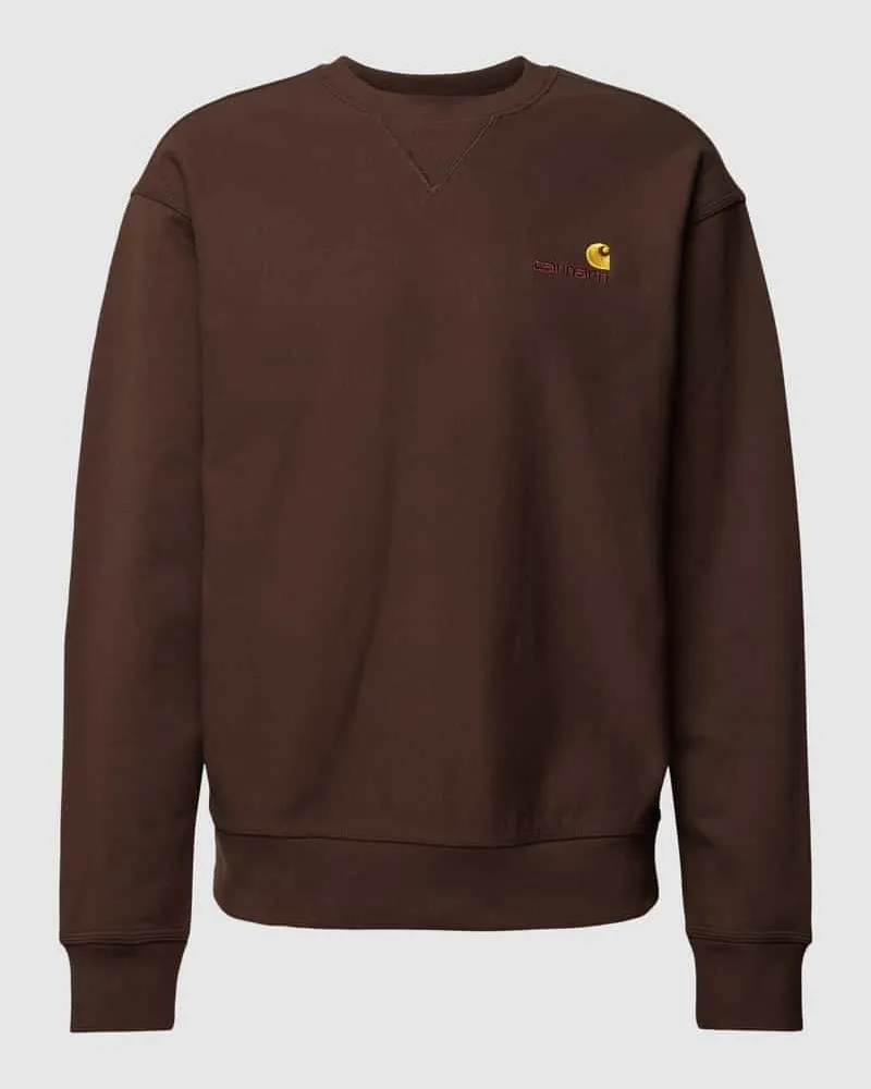 Carhartt WIP Sweatshirt mit Label-Stitching Dunkelbraun