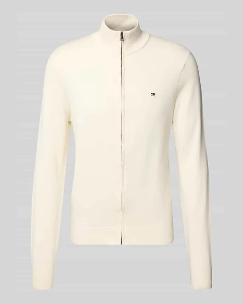 Tommy Hilfiger Regular Fit Strickjacke aus reiner Baumwolle Ecru