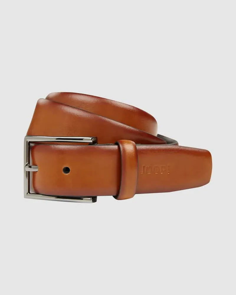 JOOP! Ledergürtel mit Label-Prägung Cognac