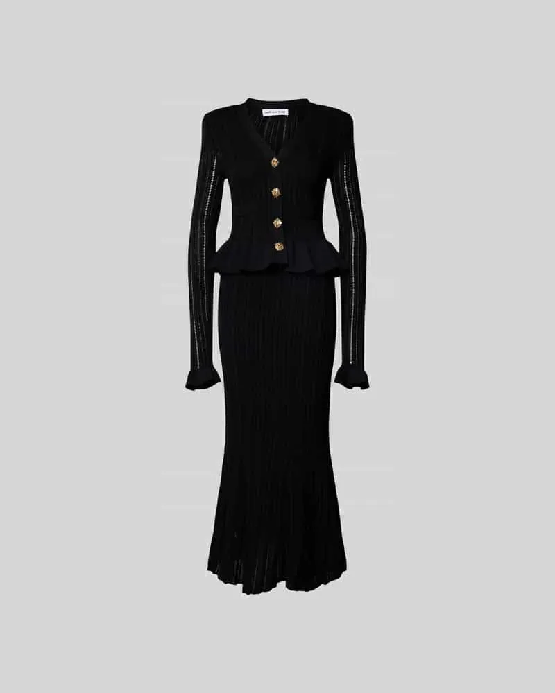 Self-Portrait Maxikleid mit V-Ausschnitt Black