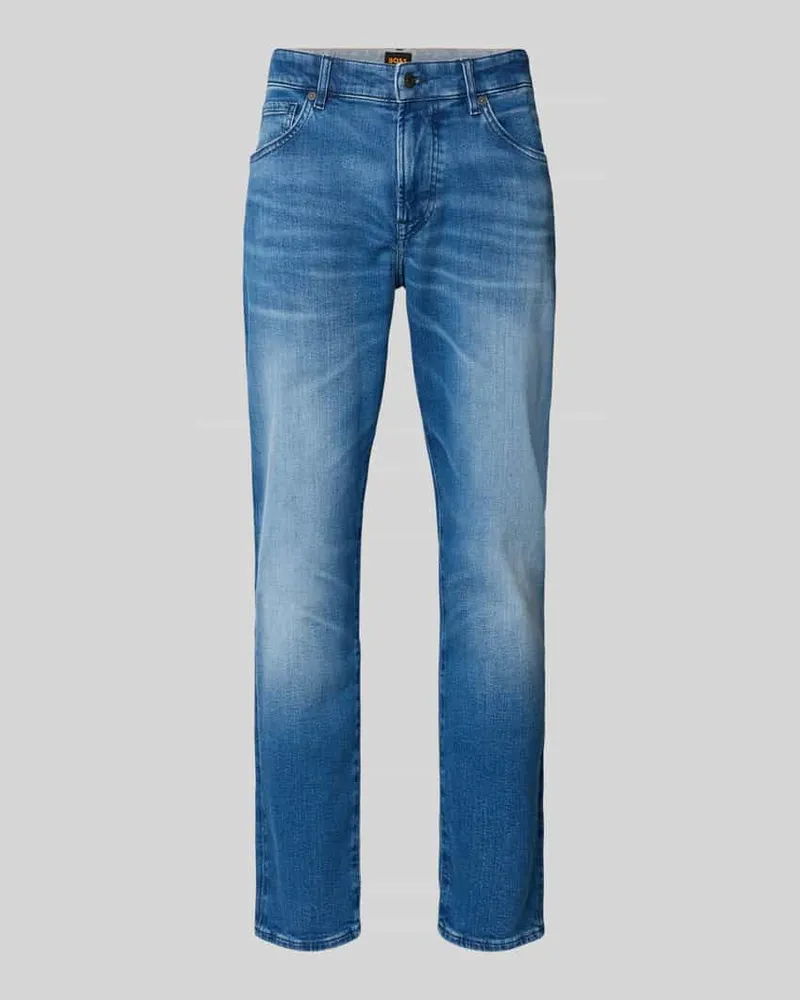 HUGO BOSS Straight Fit Jeans aus Baumwoll-Mix Modell 'BO RIVER Hellblau