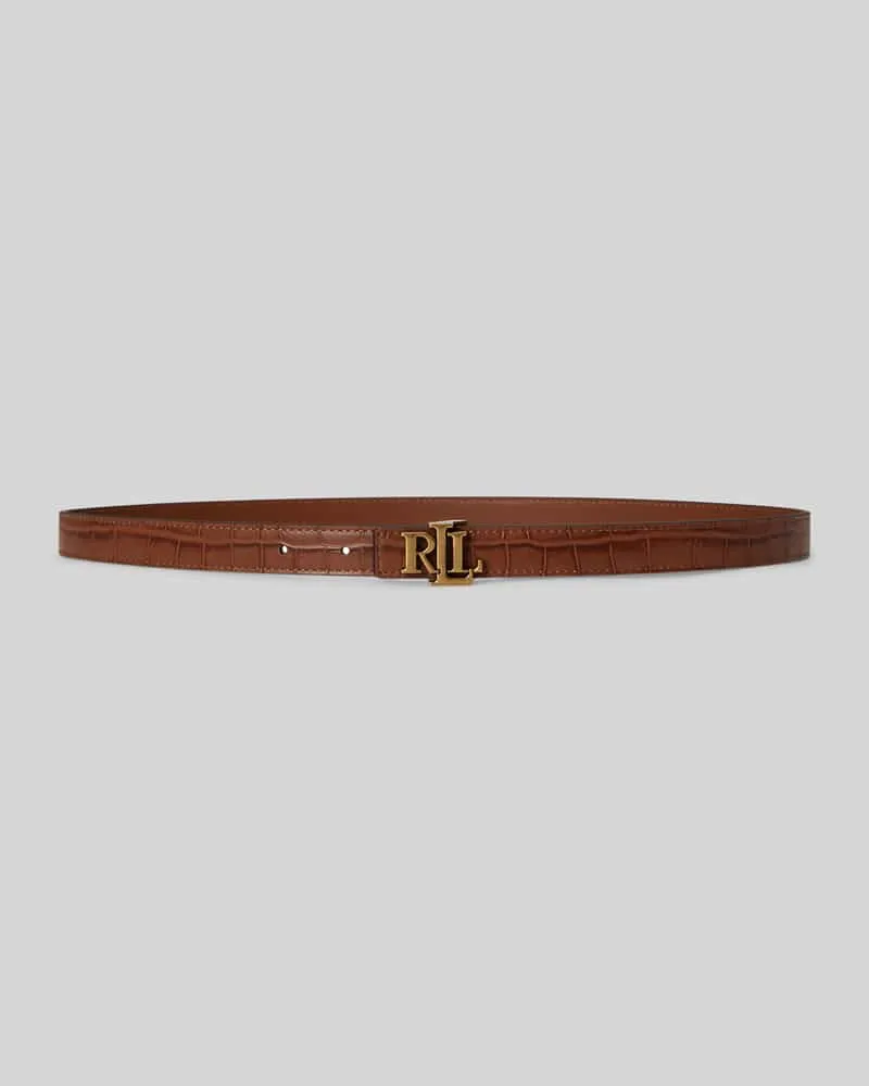 Ralph Lauren Gürtel mit Krokodil-Struktur Cognac