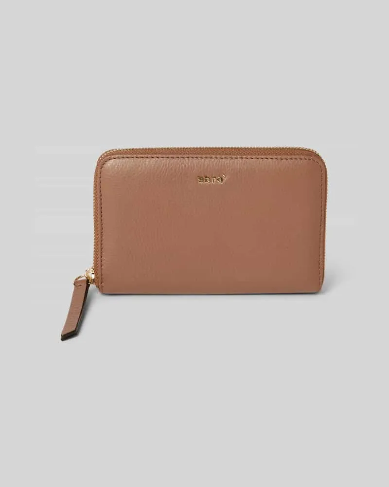 Abro Lederportemonnaie mit Label-Applikation Cognac
