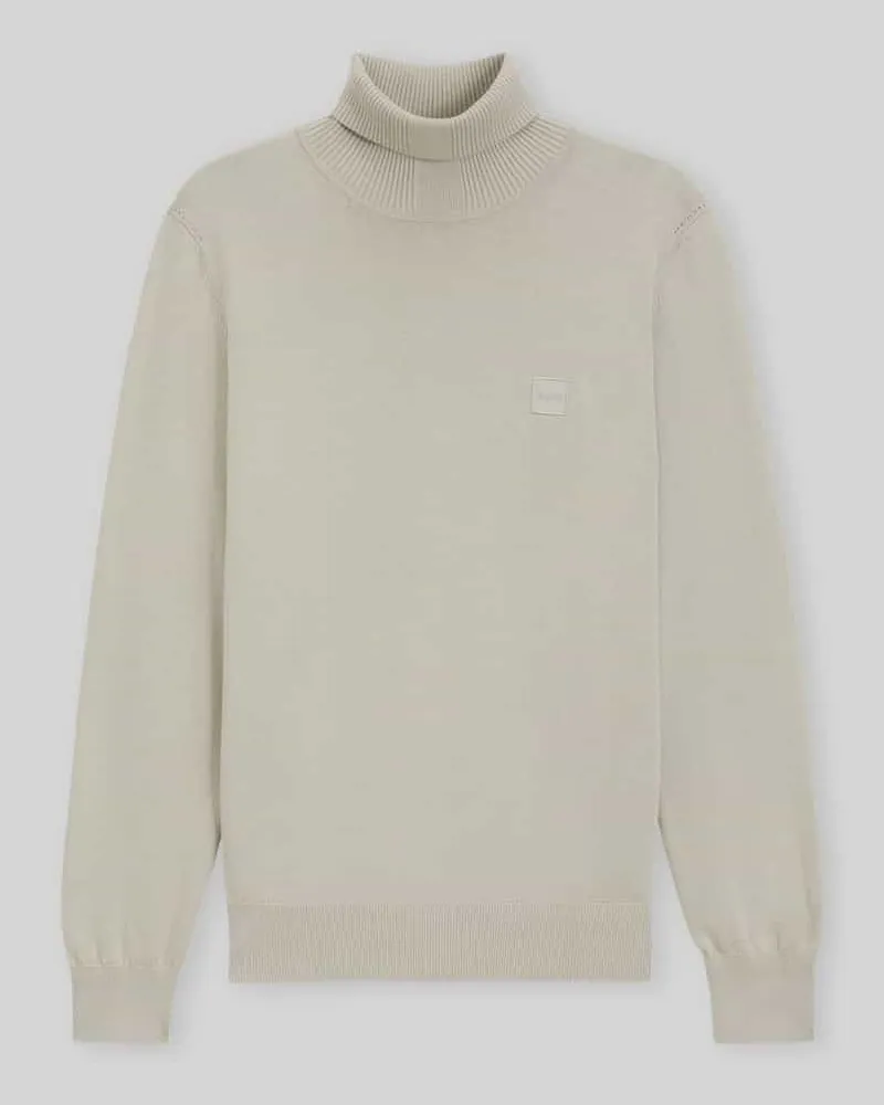 HUGO BOSS Rollkragenpullover mit Logo-Patch aus Kaschmir Sand