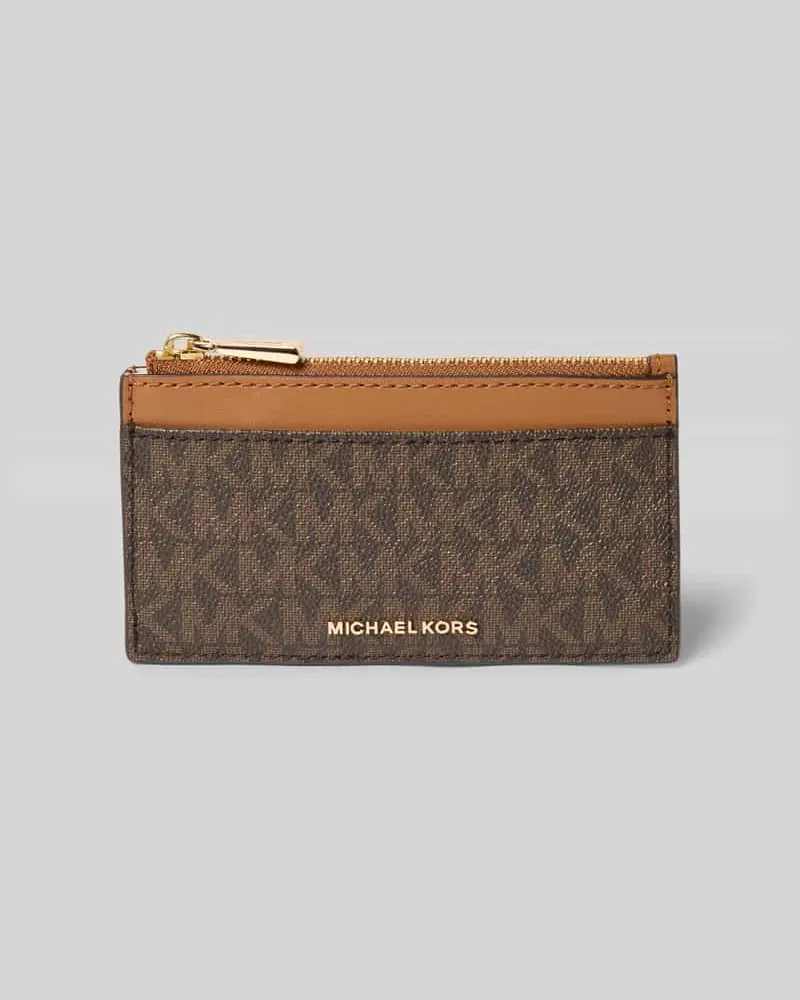 Michael Kors Portemonnaie mit Label-Applikation Modell 'JET SET Dunkelbraun