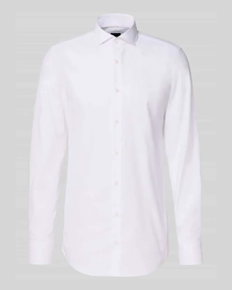HUGO BOSS Regular Fit Businesshemd mit extra langem Arm Weiss