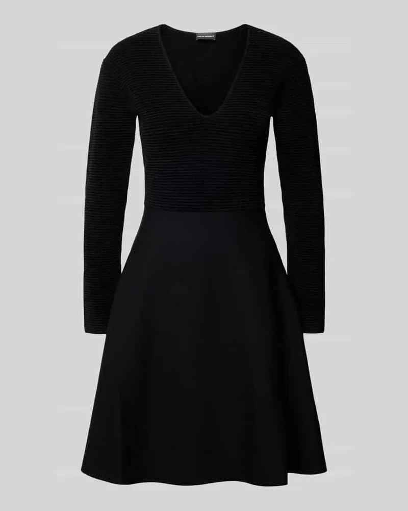 Emporio Armani Knielanges Kleid mit Strukturmuster Modell 'Ottoman Black