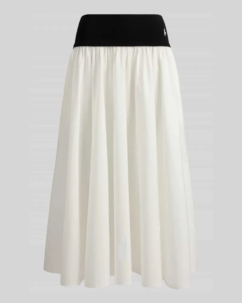 Ralph Lauren Ausgestellter Midi-Rock aus reiner Baumwolle Weiss