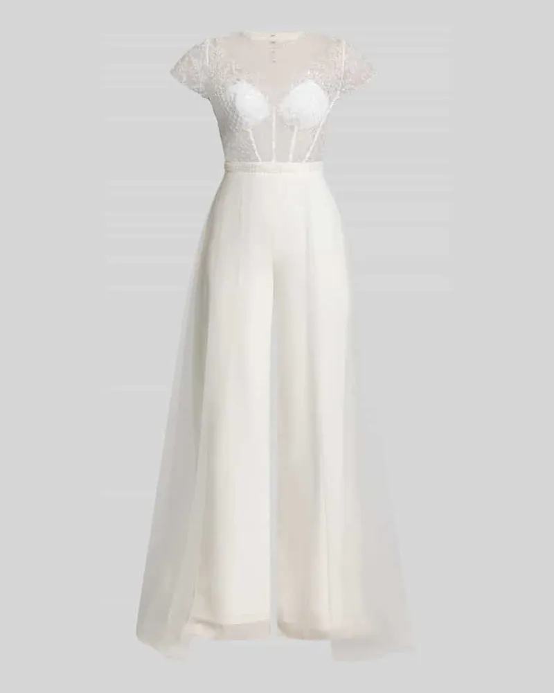 Unique Jumpsuit mit Perlen und rückseitigem Cut Out Offwhite