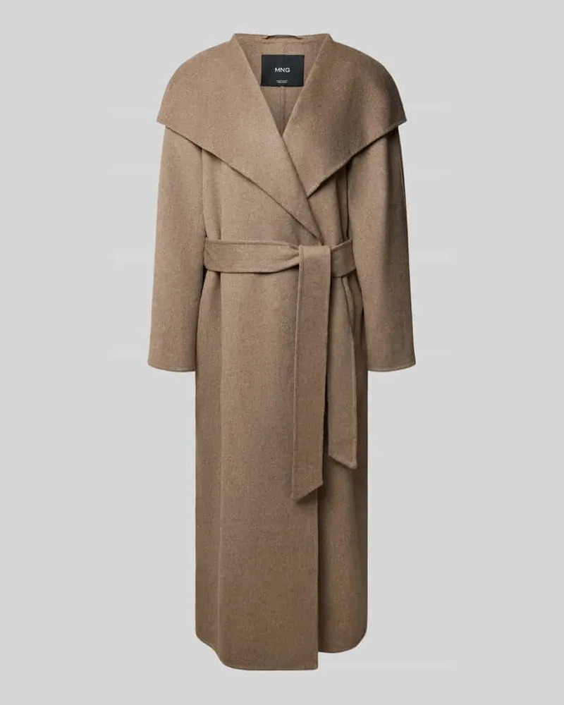Mango Mantel aus Woll-Mix mit Bindegürtel Modell 'BATIN Taupe