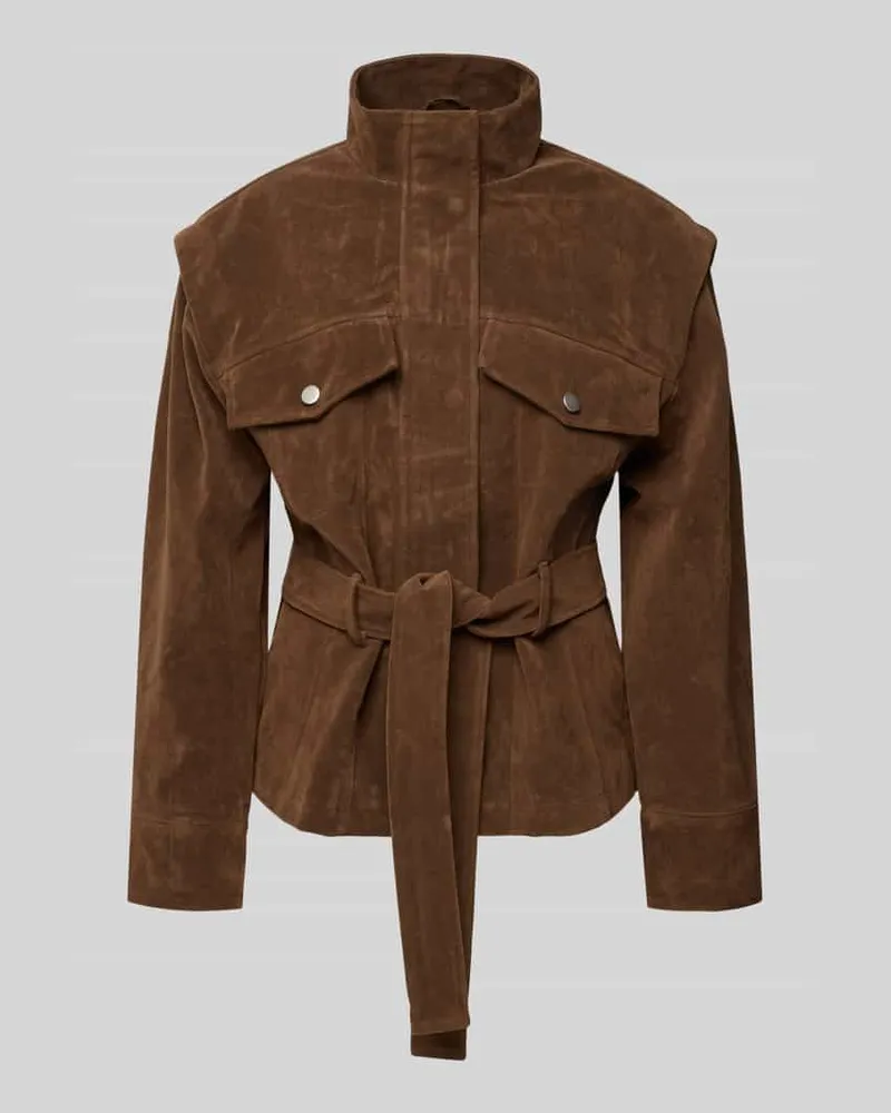 Topshop Jacke in Leder-Optik Modell 'HARPER Mittelbraun