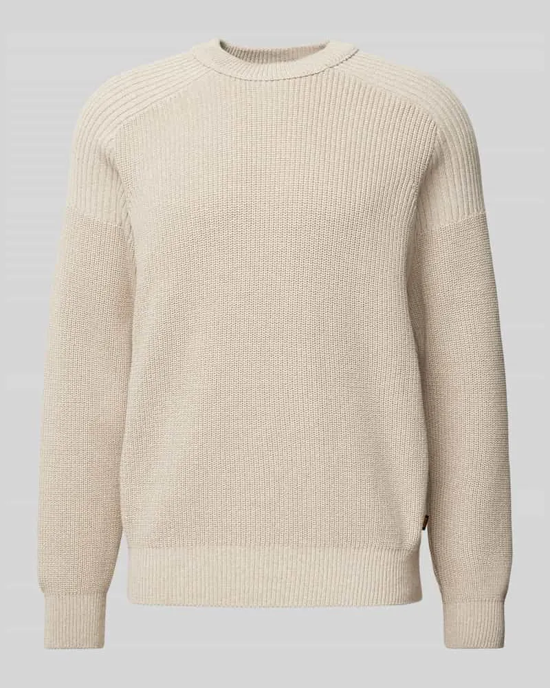 HUGO BOSS Strickpullover mit überschnittenen Schultern Modell 'Alamaka Beige