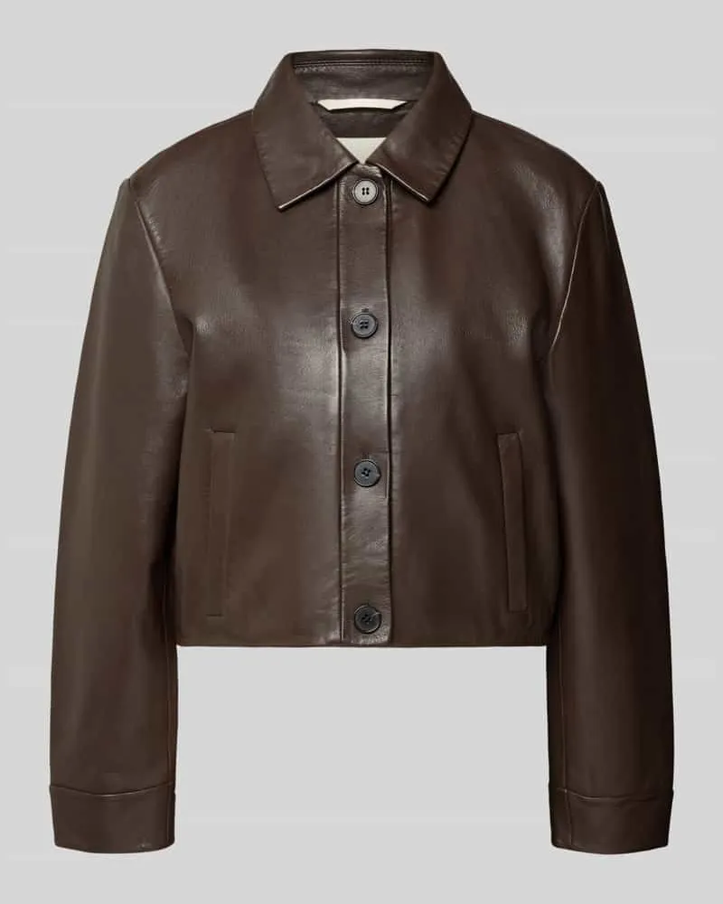 Marc O'Polo Regular Fit Lederjacke aus echtem Lammleder Dunkelbraun