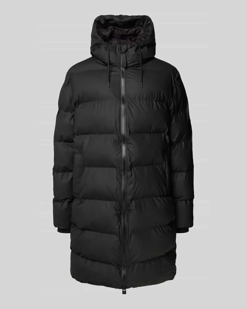 RAINS Regular Fit Steppmantel mit Kapuze Modell 'Alter Black