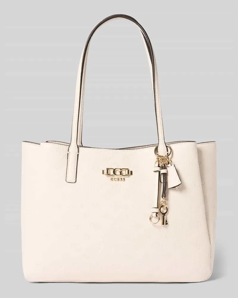 Guess Handtasche mit Anhänger und Label-Applikation Offwhite