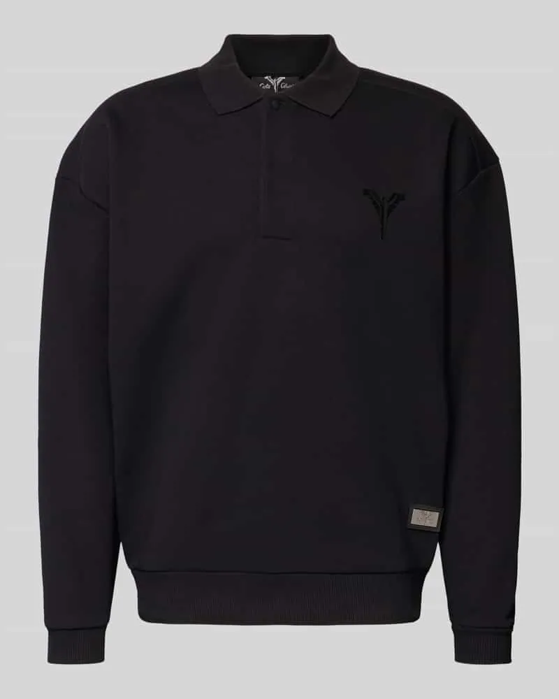 Carlo Colucci Oversized Sweatshirt mit Polokragen Black