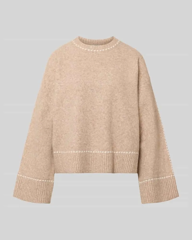 Neo Noir Strickpullover mit Kontrastnähten Modell 'Roeme Beige