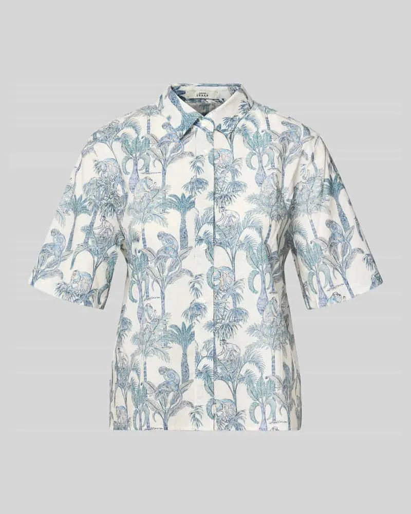 0039 Italy Regular Fit Bluse im Allover-Look Modell 'BEA Weiss