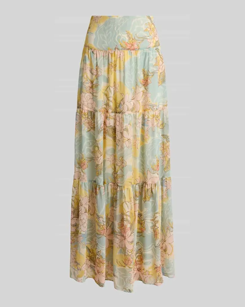 Ralph Lauren Ausgestellter Maxi-Rock mit Volants Hellblau
