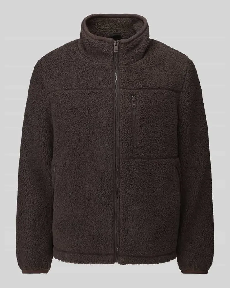 S.Oliver Teddyjacke mit Brustreißverschlusstasche Schoko