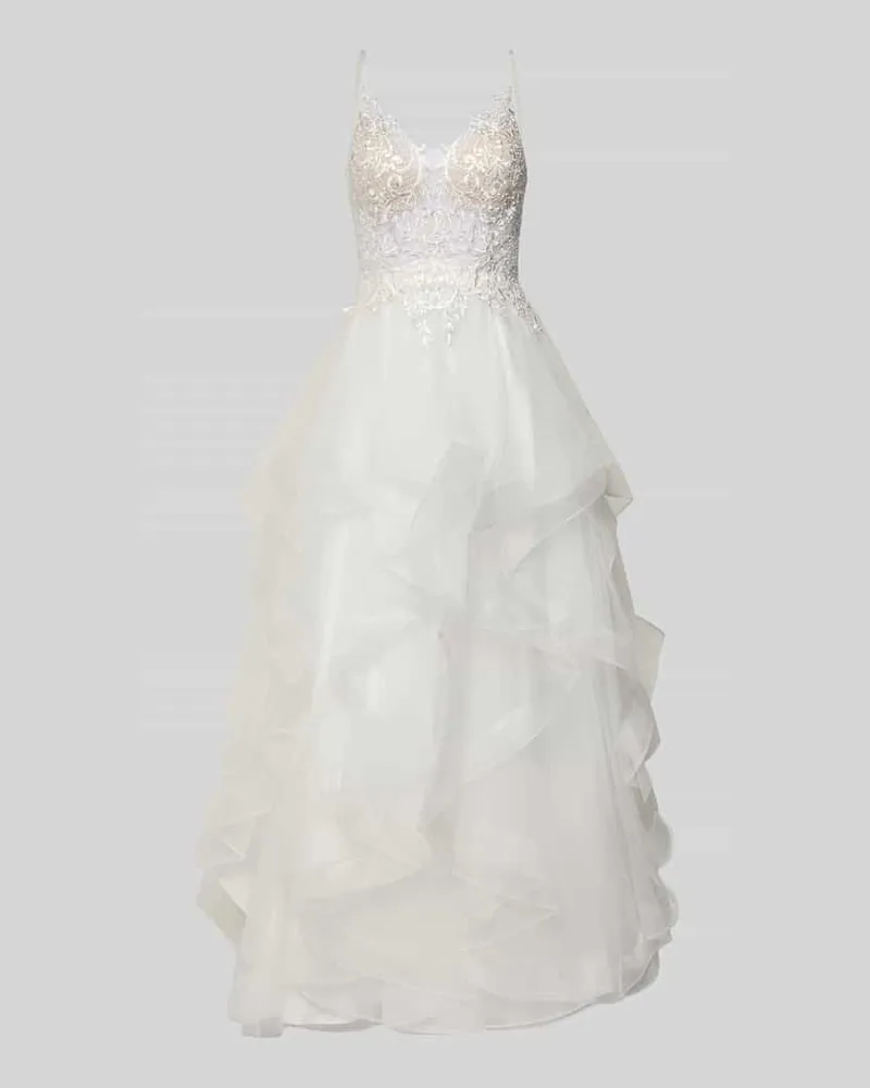 LUXUAR Brautkleid mit Details aus Spitze Offwhite