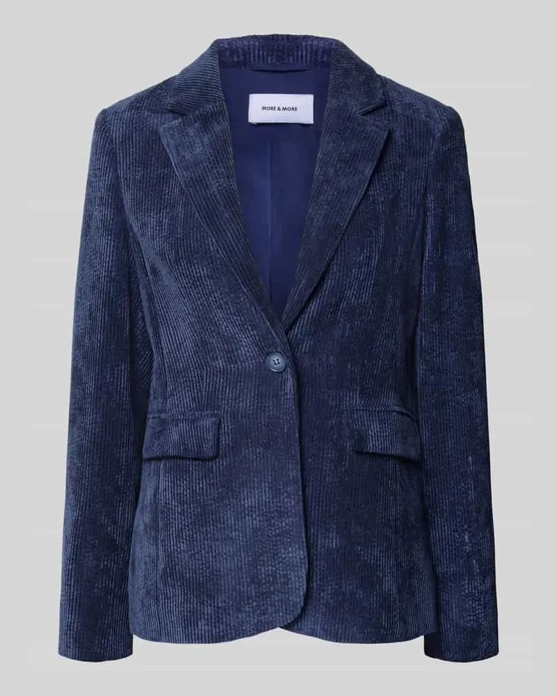 More & More Slim Fit Blazer aus Cord mit Pattentaschen Dunkelblau