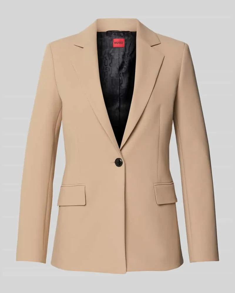 HUGO BOSS Shaped Fit Longblazer mit Viskose-Anteil Modell 'ATANA-2 Sand