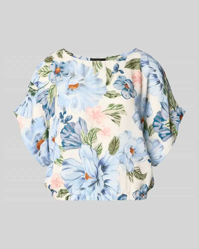 Oui  Bluse aus Viskose-Mix mit U-Boot-Ausschnitt Hellblau