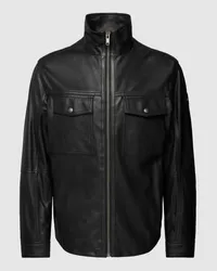 HUGO BOSS Lederjacke mit Umlegekragen Modell 'Jonova Black