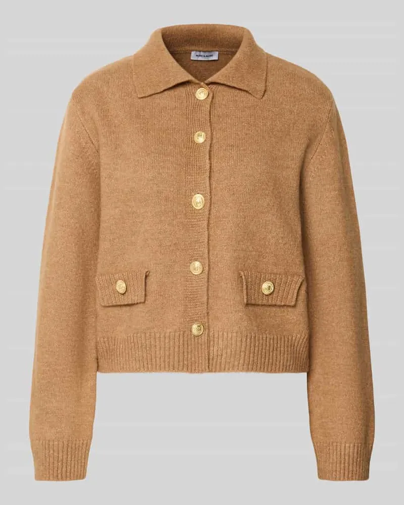 More & More Strickjacke mit Umlegekragen und Knopfleiste Camel