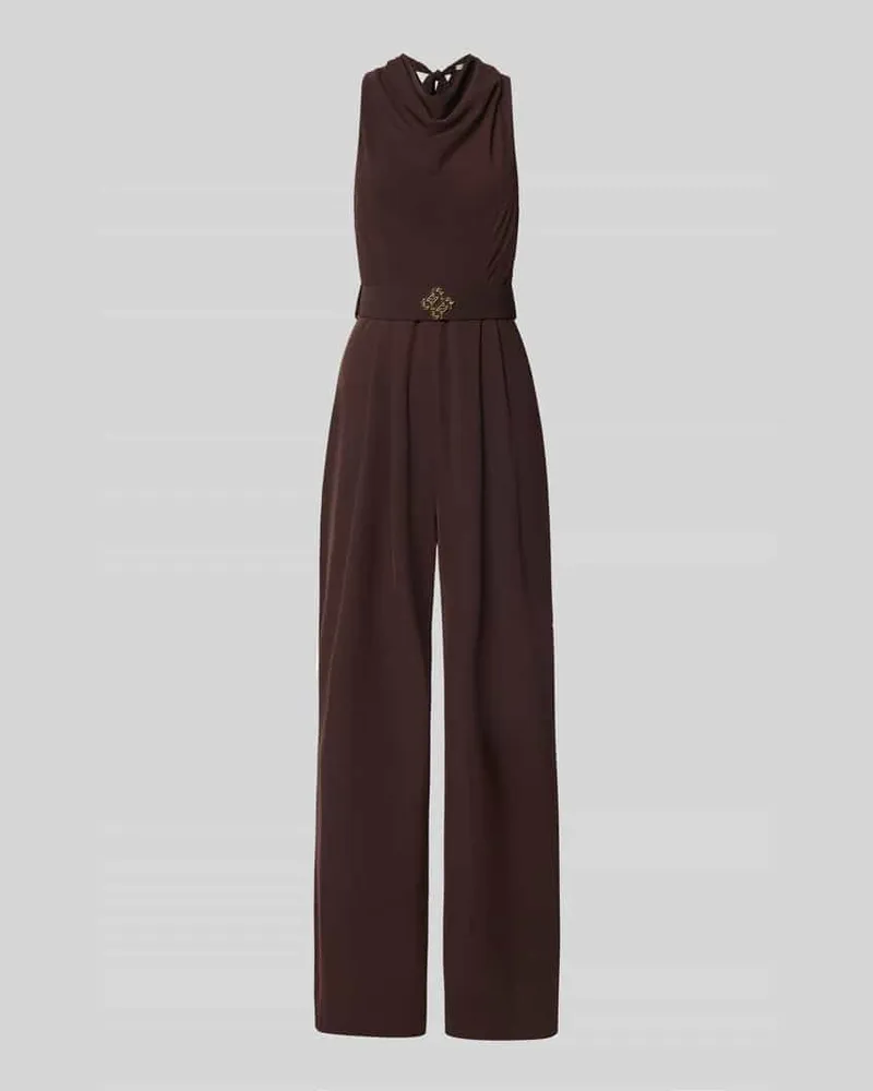 Rinascimento Jumpsuit mit Neckholder Mittelbraun