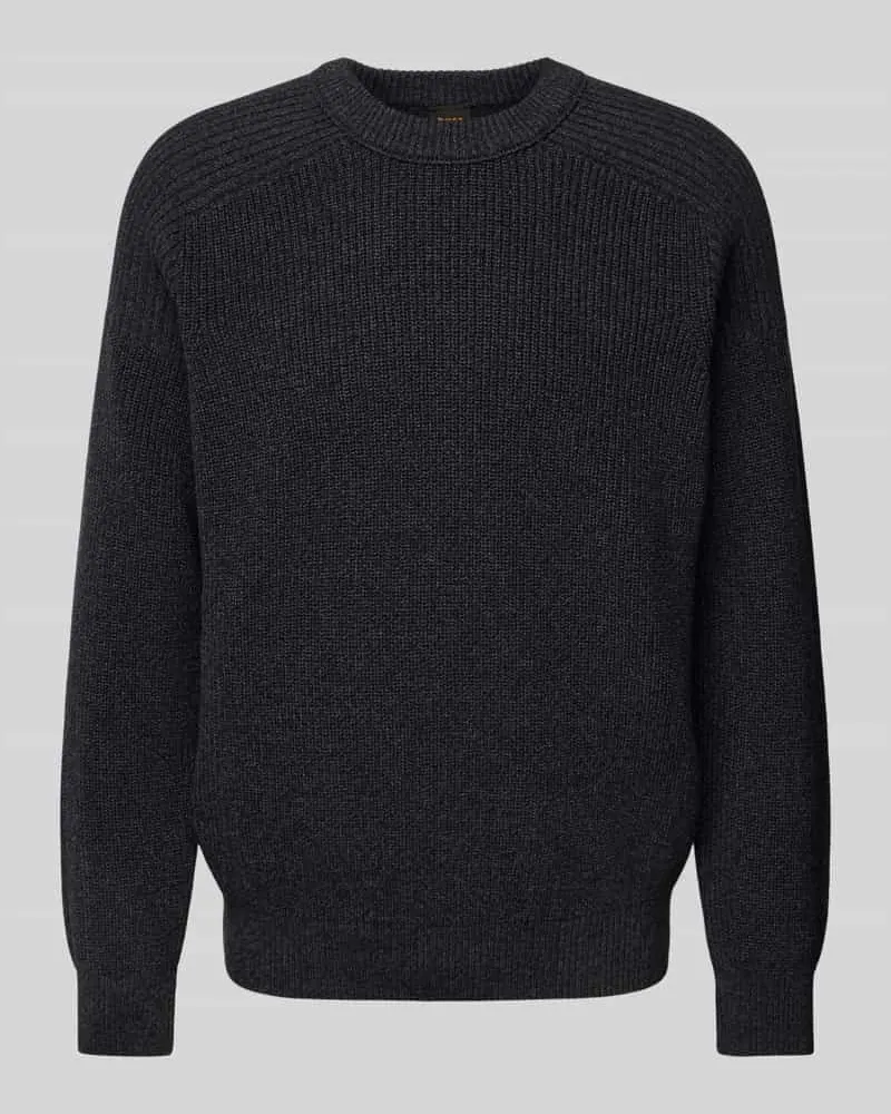 HUGO BOSS Strickpullover mit überschnittenen Schultern Modell 'Alamaka Black
