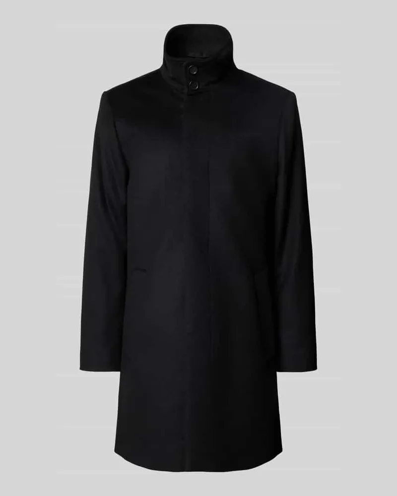 Tiger of Sweden Wollmantel mit Kaschmir-Anteil und Stehkragen Modell 'Aleric Black