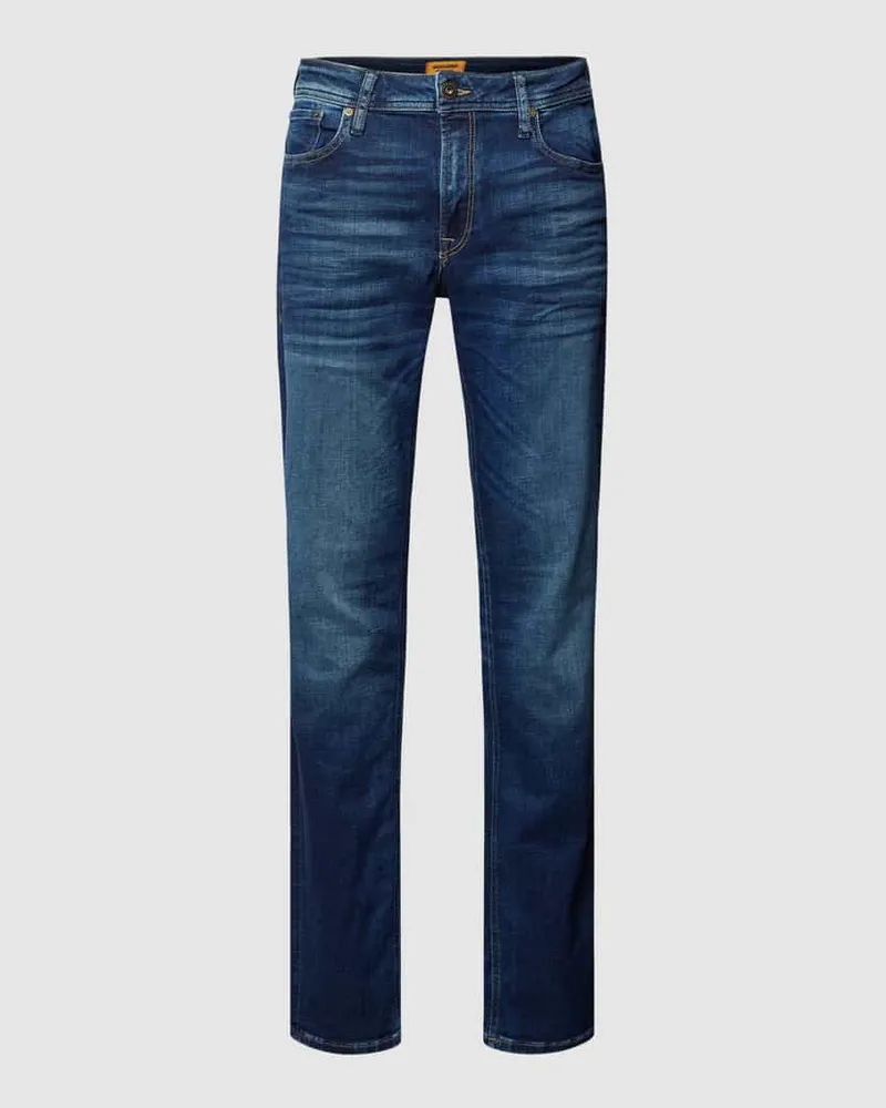 Jack & Jones Regular Fit Jeans mit Knopfverschluss Modell 'CLARK Jeansblau