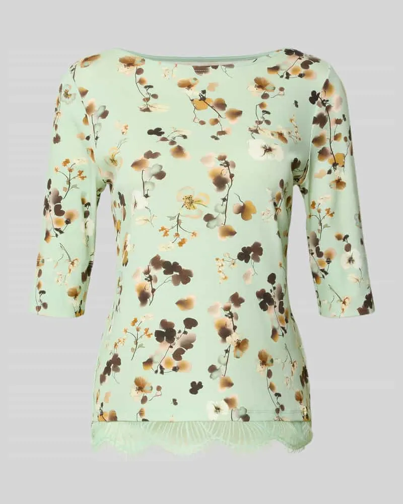 Marc Cain Regular Fit Bluse aus Baumwoll-Mix mit Spitzenbesatz Mint