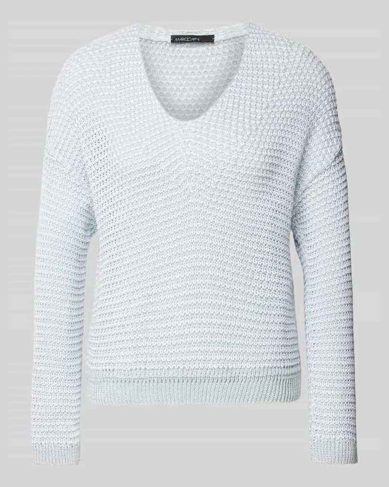 Marc Cain Strickpullover mit V-Ausschnitt Rauchblau