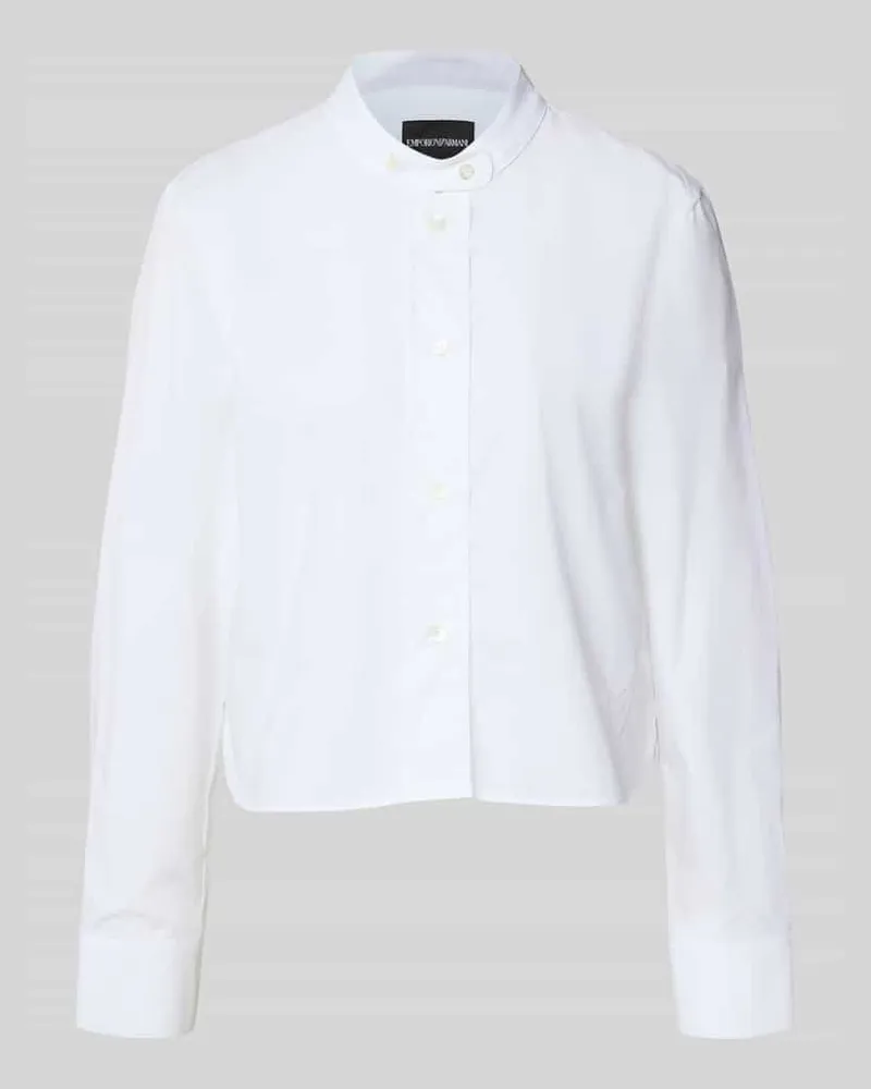 Emporio Armani Regular Fit Hemdbluse aus reiner Baumwolle Weiss