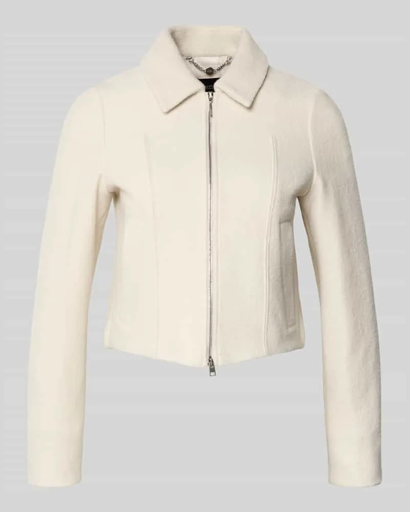 Marc Cain Regular Fit Blazer aus Schurwolle mit Zweiwege-Reißverschluss Sand