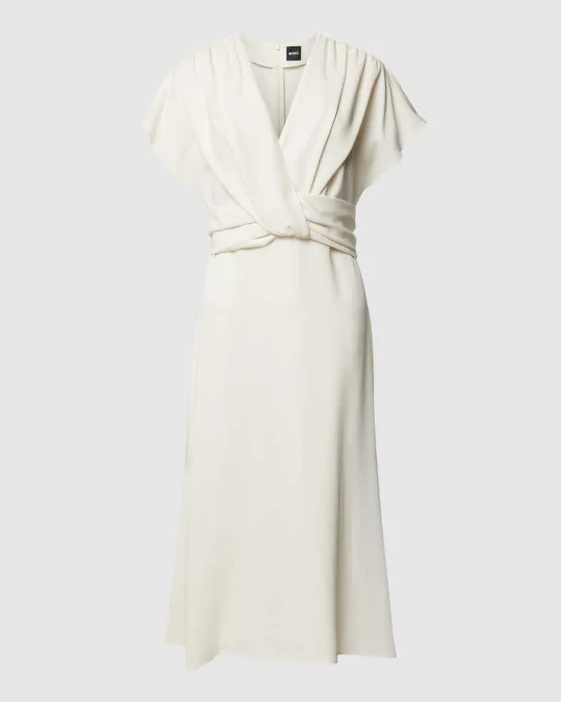 HUGO BOSS Midikleid mit V-Ausschnitt Modell 'Debasa Offwhite