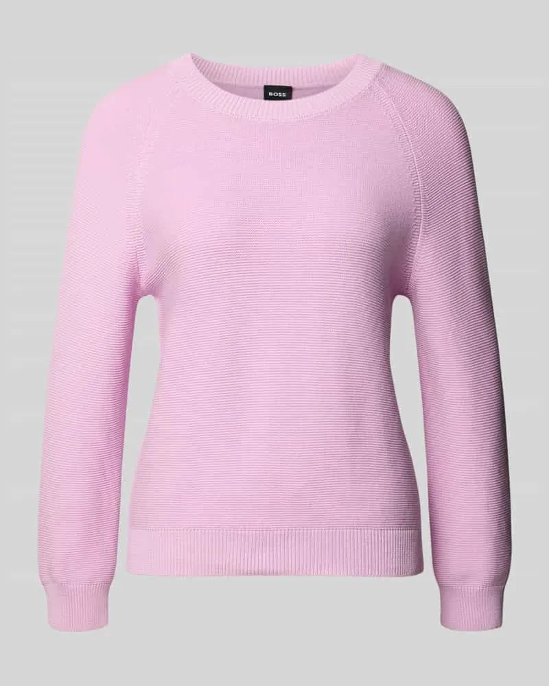HUGO BOSS Boxy Fit Strickpullover aus reiner Baumwolle Modell 'FOVILA Pink