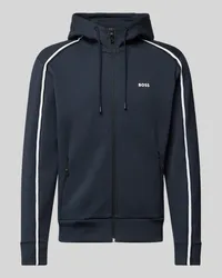 HUGO BOSS Sweatjacke mit Label-Print Modell 'Saggy Dunkelblau