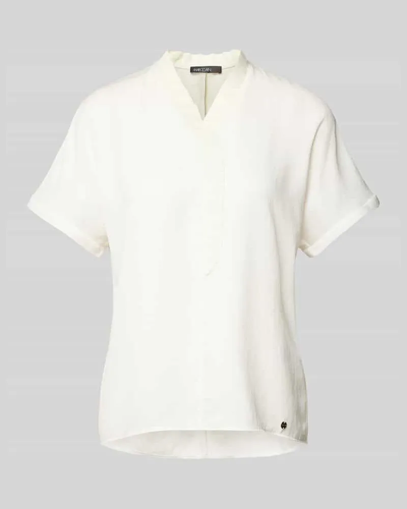 Marc Cain Bluse mit Label-Applikation Offwhite