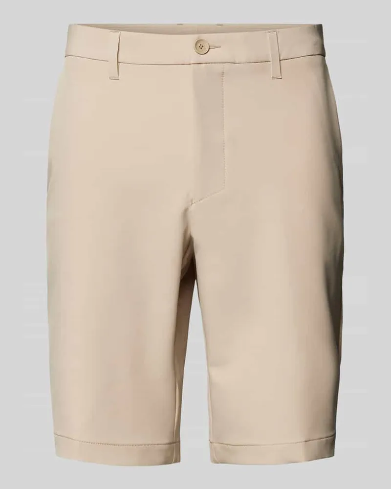 HUGO BOSS Regular Fit Shorts mit Gürtelschlaufen Modell 'Commuter Beige