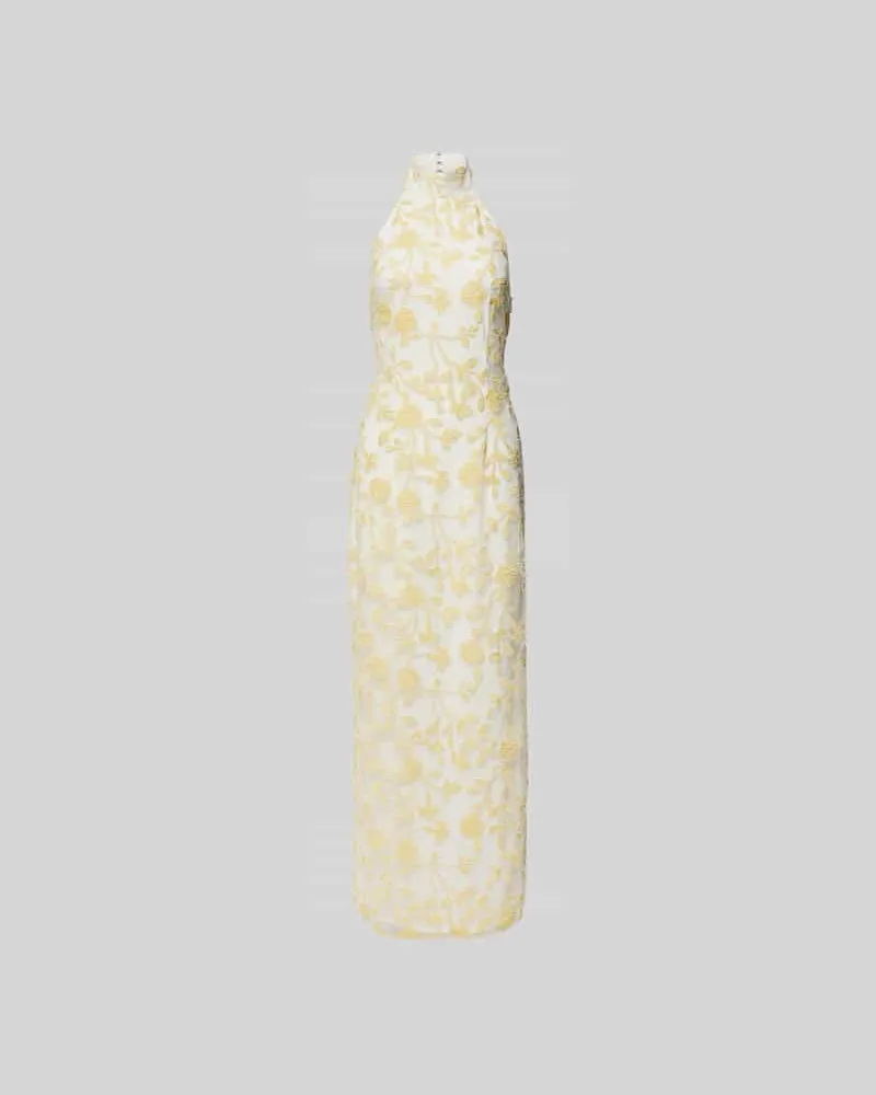 ROTATE Birger Christensen Maxikleid mit Neckholder Hellgelb